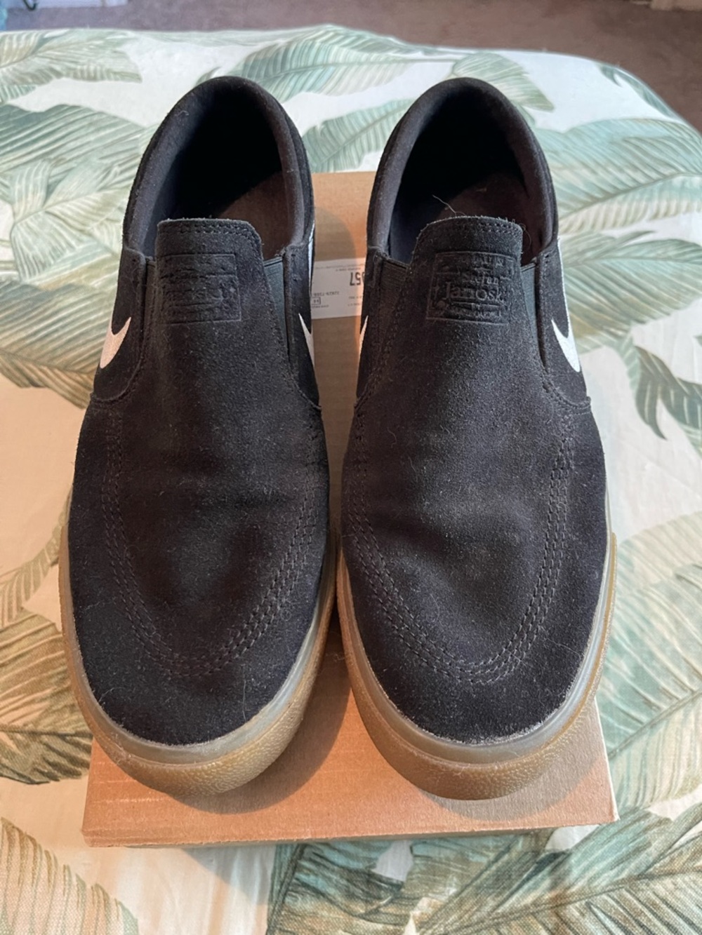 Stefan Janoski SB Nike Black Suede Slip-On Loafers with Gum Sole